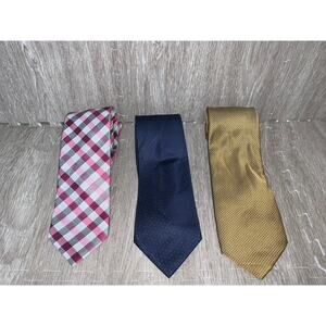 Set of 3 Men's J FERRAR GEORGE Multicolor‎ Plaid & Check Necktie Set
